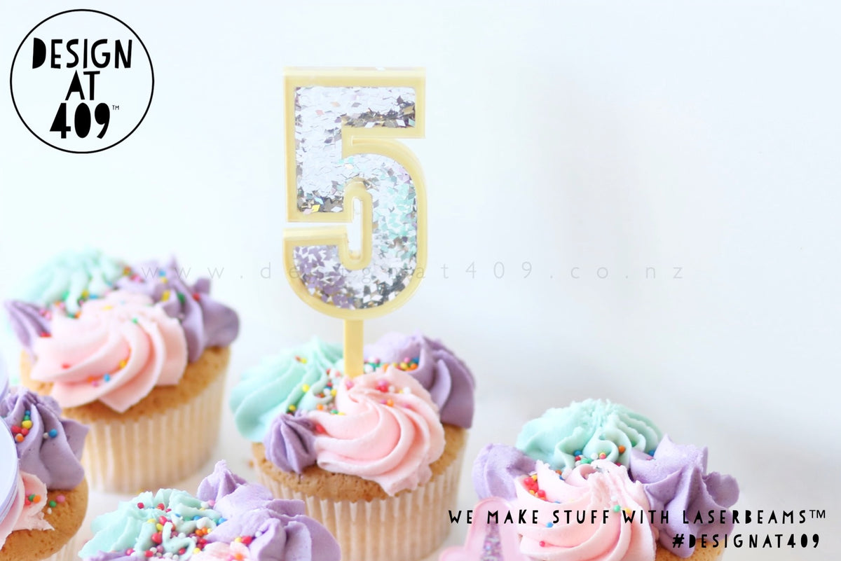 Shaker Number Charms And Toppers (Different Number Options) Design at 409