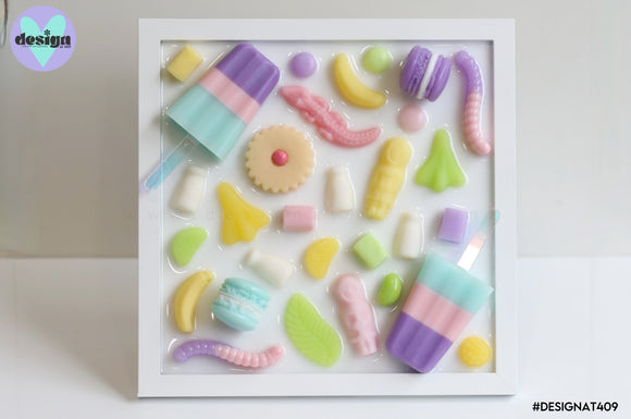 Sweet As Framed Resin Lolly Art - Pastel (Free Shipping)