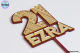 Custom Age And Name With Polynesian Patterning Layered Cake Topper 2