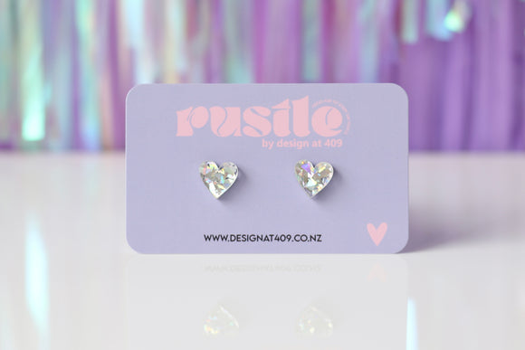 Heart Earrings - Crystal Holo Sparkle