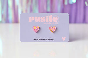 Heart Earrings - Confetti Pink