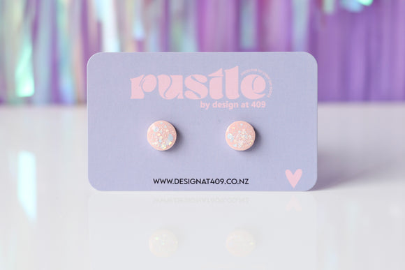 Round Sparkle Earrings - Blush Pink