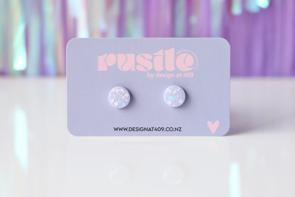 Round Sparkle Earrings - Pastel Lilac