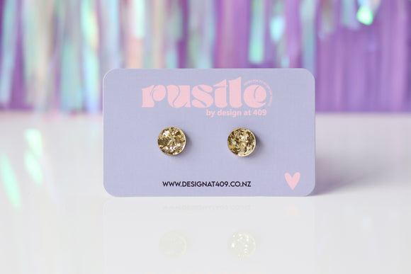 Round Earrings - Gold Sparkle
