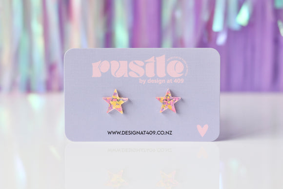 Star Earrings - Confetti Pink