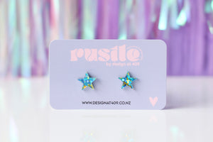 Star Earrings - Confetti Blue