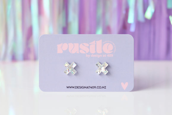 Cross Earrings - Crystal Holo Sparkle