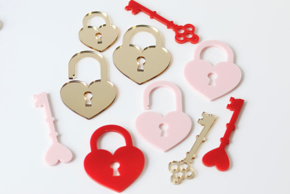 Heart Lock And Keys Acrylic Charms