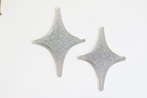 2 x Larger Mirror/Glitter Star Charms