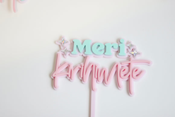 Smaller Meri Kirihimete Layered Cake Topper