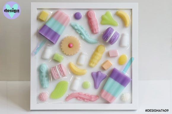 Sweet As Framed Resin Lolly Art - Pastel (Free Shipping)