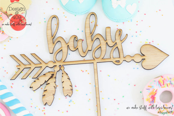 Baby Arrow With Feathers Cake Topper (other colour choices available)