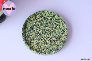 Black/Lemon Lime Glitter Round Coaster Dish/Trinket Tray (Clearance)