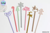 Christmas Themed Acrylic Drink Stirrers (Sold Individually)