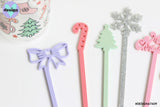 Christmas Themed Acrylic Drink Stirrers (Sold Individually)