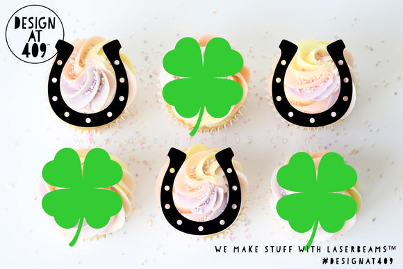 Horse Shoe or Clover Acrylic Cut Out Cupcake Topper