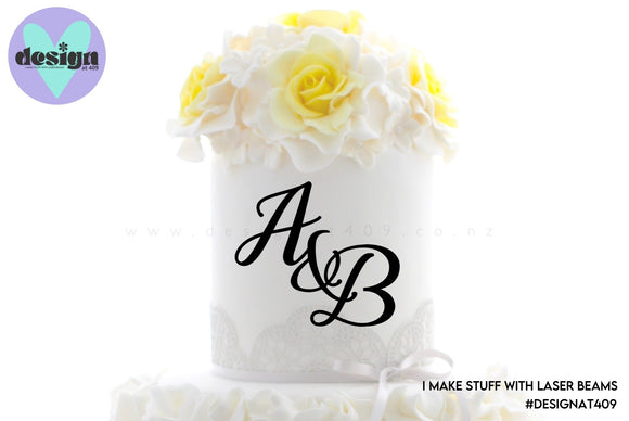 Custom Initials Acrylic Cake Deco Style #2 (options available)