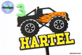 Custom Name And Age Monster Truck Layered Cake Topper