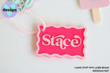 Custom Name Oblong Wave Layered Bag Tag