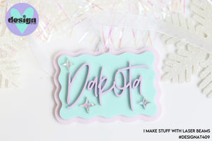 Custom Name Oblong Wave Tree Decoration