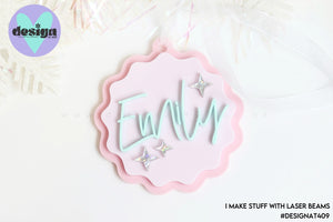 Custom Name Round Wave Tree Decoration