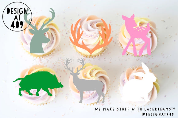Deer Themed Acrylic Cut Out Cupcake Topper