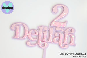 Custom Name & Age Glittered Layered Cake Topper