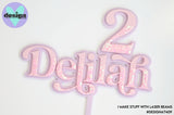 Custom Name & Age Glittered Layered Cake Topper