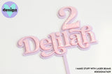 Custom Name & Age Glittered Layered Cake Topper