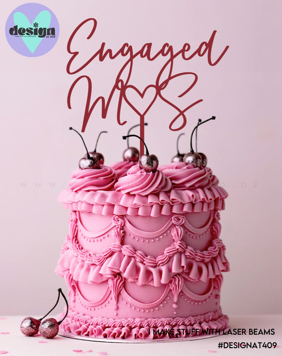 Engaged Custom Initials Cake Topper (colour options available)