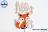 Custom Name And Age Fox Layered Cake Topper