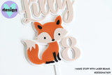Custom Name And Age Fox Layered Cake Topper