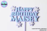 Custom Happy Birthday Name Frozen / Ice Themed Layered Cake Topper