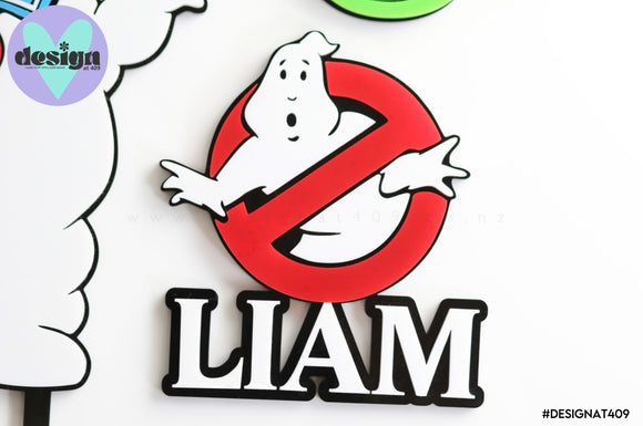 Custom Name Ghostbusters Theme Layered Cake Deco