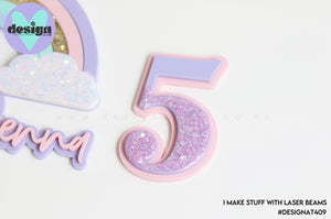 Custom Number Glittered Layered Cake Deco Or Topper