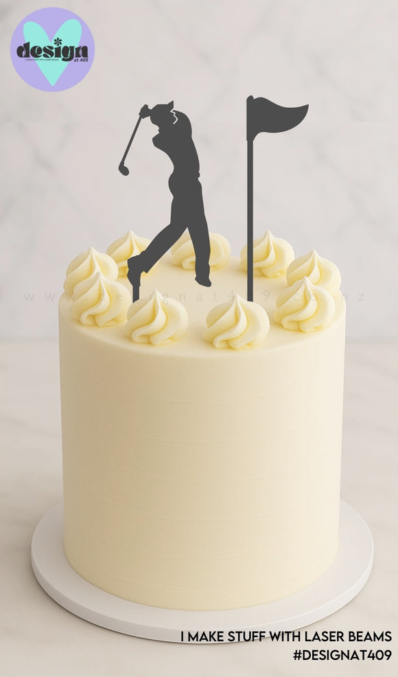 Golfer And Flag Combo Cake Toppers (sold together - other colour choices available)