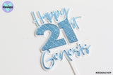 Custom Happy Age And Name With Patterning Layered Cake Topper