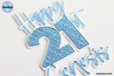 Custom Happy Age And Name With Patterning Layered Cake Topper