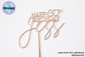 Custom Happy Age Birthday And Name Cake Topper Style #1 (colour options available)