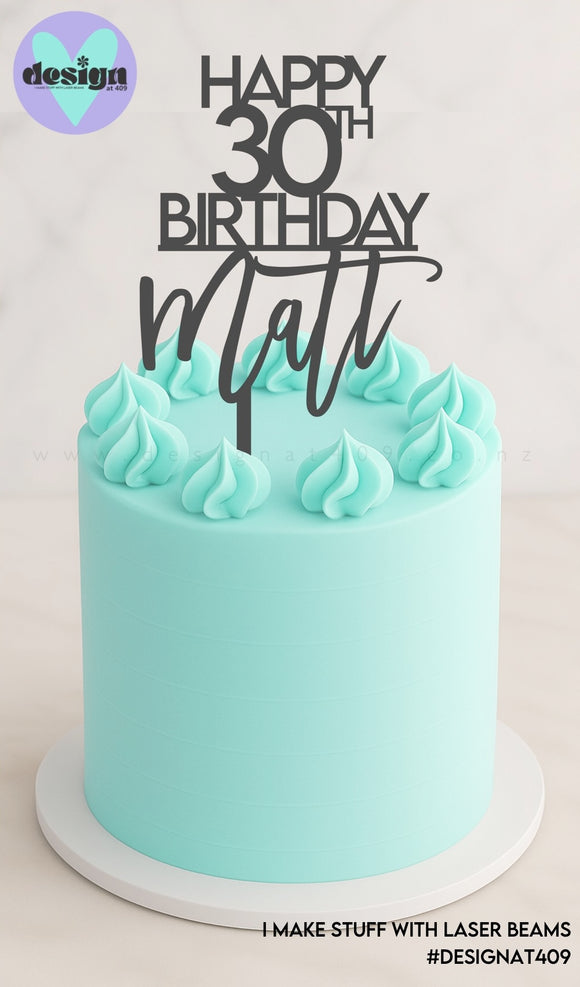 Custom Age And Name Cake Topper Style 4 (other colour choices available)