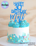 Happy Age Birthday Custom Name Cake Topper Style #3 (colour options available)