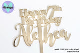 Custom Happy Age Birthday And Name Cake Topper Style #2 (colour options available)