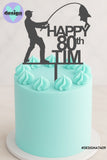 Happy Custom Age & Name Fishing Cake Topper (other colour choices available)