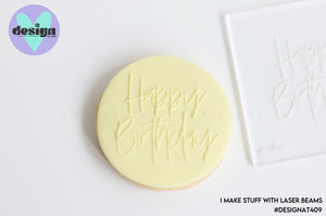 Happy Birthday 4 Raised Acrylic Fondant Stamp