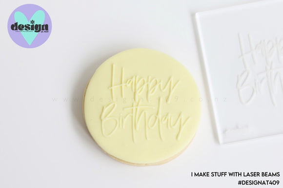 Happy Birthday 4 Raised Acrylic Fondant Stamp