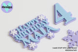 Frozen Themed Happy Birthday Custom Name or Number Layered Cake Deco (Sold Individually)