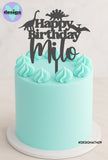 Happy Birthday Custom Name Dino Cake Topper (other colour choices available)