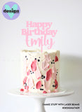 Happy Birthday Custom Name Cake Topper Style #1 (colour options available)