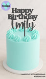 Custom Happy Birthday Name Cake Topper Style 1 (other colour choices available)