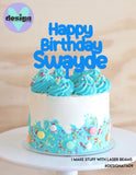 Happy Birthday Custom Name Cake Topper Style #2 (colour options available)